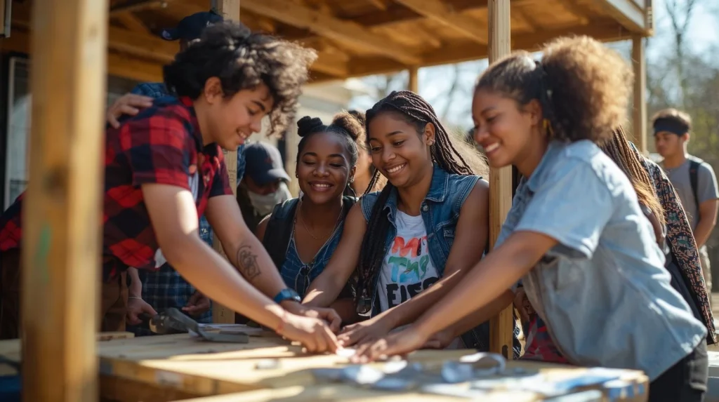 Kids Working Together on a Construction Project